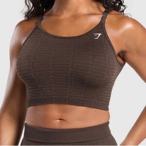 Gymshark Adapt Monogram Seamless Midi Tank in a brown color size small